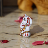 Enameled Metal Appu Ganesha Idol - 2.5 Inches - White & Red - Vintage Gulley