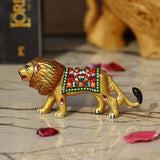 Metal Meenakari Lion - Large - Vintage Gulley