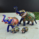 Meenakari Royal Blue Elephant - Set of 4 - Vintage Gulley