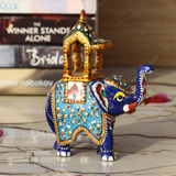 Metal Ambabari Meenakari Work Painted - 5 Inches - Blue