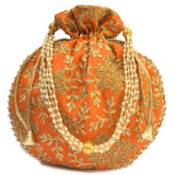 Women's Ethnic Rajasthani Potli Bag - Set of 4 - Red, Orange, Yellow and Green - Vintage Gulley