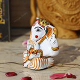 Enameled Metal Sethi Ganesha Idol - Orange