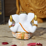 Enameled Metal Sethi Ganesha Idol - Orange