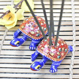 Metal Meenakari Tortoise Agarbatti Stand Tortoise for Pooja Set of 2 - Vintage Gulley