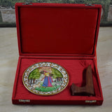 Marble 22 Carat Gold Foil Work Round Shape Ragini with Musical Instrument - 6 Inches - Vintage Gulley