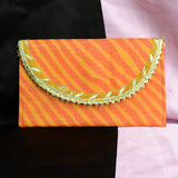 Traditional Rajasthani Gota Fabric Envelope Purse For Women - Orange - Vintage Gulley