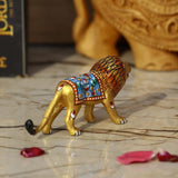 Metal Meenakari Lion - Medium - Vintage Gulley