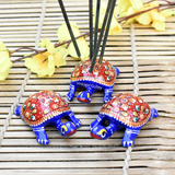 Metal Meenakari Tortoise Agarbatti Stand Tortoise for Pooja Set of 3 - Vintage Gulley