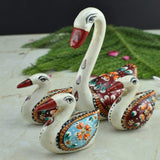 Hand-Enamelled in Metal Meenakari Swan - Set of 4 - Vintage Gulley