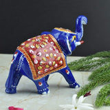 Meenakari Royal Blue-Red Elephant - Vintage Gulley
