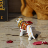 White Metal Meenakari Lion - Small - Vintage Gulley
