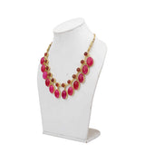 Semi Precious Gemstone Beaded Necklace for Women and Girls - Pink - Vintage Gulley