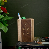 Wooden Carved Pencil & Pen Holder