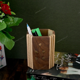 Wooden Carved Pencil & Pen Holder