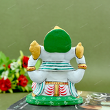 Metal Charbhuja Ganesha Idol Painted - Red