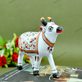 Meenakari Cow Royal White - 4 Inches