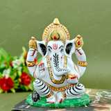 Metal Charbhuja Ganesha Idol Painted - Black