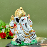 Metal Charbhuja Ganesha Idol Painted - Black