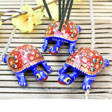 Metal Meenakari Tortoise Agarbatti Stand Tortoise for Pooja Set of 3 - Vintage Gulley