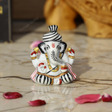 ENAMELED METAL PAGDI GANESHA IDOL - 2.5 INCHES - Black & Red