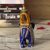 Metal Ambabari Meenakari Work Painted - 5 Inches - Blue