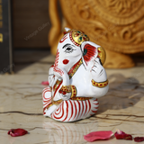 Enameled Metal Sethi Ganesha Idol - Red