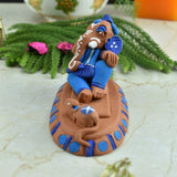 Terracotta Handpainted Resting Ganesha - Style 2 - Blue - Vintage Gulley