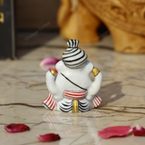 ENAMELED METAL PAGDI GANESHA IDOL - 2.5 INCHES - Black & Red