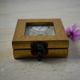 Wood Handcrafted Marble Tile Coin Shagun Box - Gold Foil Work - 22 Carat - Vintage Gulley