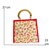 Rajasthani Embroidery Handbag For Women - Orange-Red - Vintage Gulley