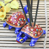 Metal Meenakari Tortoise Agarbatti Stand Tortoise for Pooja Set of 2 - Vintage Gulley