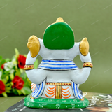 Metal Charbhuja Ganesha Idol Painted - Orange