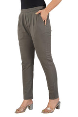 Women's Regular Fit Trousers Pant - Grey - Vintage Gulley