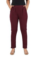 Women's Regular Fit Trousers Pant - Maroon - Vintage Gulley