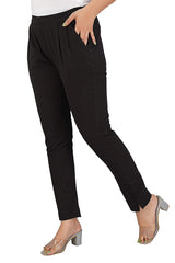 Women's Regular Fit Trousers Pant - Black - Vintage Gulley