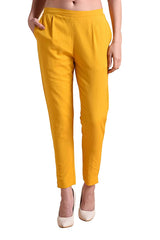 Women's Regular Fit Trousers Pant - Yellow - Vintage Gulley