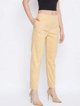 Women's Regular Fit Trousers Pant - Cream - Vintage Gulley