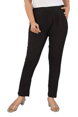 Women's Regular Fit Trousers Pant - Black - Vintage Gulley