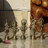 Brass Decorative Car Dashboard Ganesha Idol (Set of 5) - Vintage Gulley