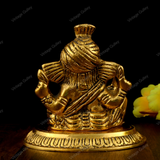White Metal Golden Oxidized Pagdi Ganesha Small