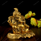 White Metal Golden Oxidized Pagdi Ganesha Small