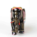 Wooden Elephant with Hand-Painted Hunting Scene - Vintage Gulley