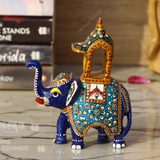 Metal Ambabari Meenakari Work Painted - 5 Inches - Blue