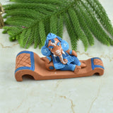 Terracotta Handpainted Resting Ganesha - Blue - Vintage Gulley