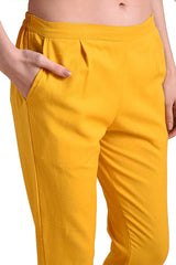 Women's Regular Fit Trousers Pant - Yellow - Vintage Gulley