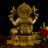 Brass Ganesha Sitting on a Lotus Flower