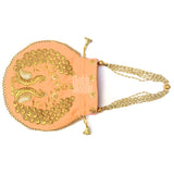 Women's Peacock Motif Potli - Light Peach