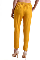 Women's Regular Fit Trousers Pant - Yellow - Vintage Gulley