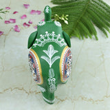 Wooden Hand-Painted Elephant with Warli Art Tribal Motif - Green - 5 Inches - Vintage Gulley