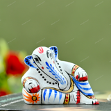 Enameled Metal Resting Ganesha Idol - 1 Inches